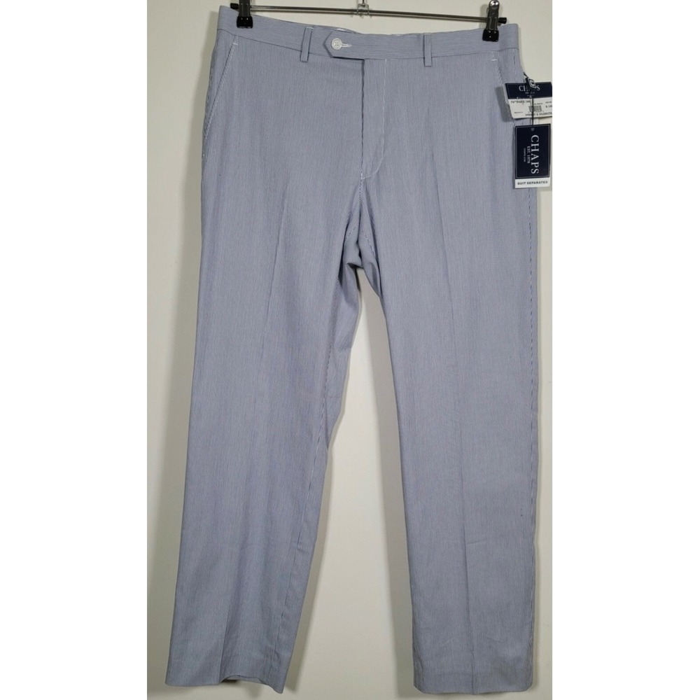 Chaps Mens Blue White Seersucker Stripe Cotton Suit Separate Pants 38x32 NWT